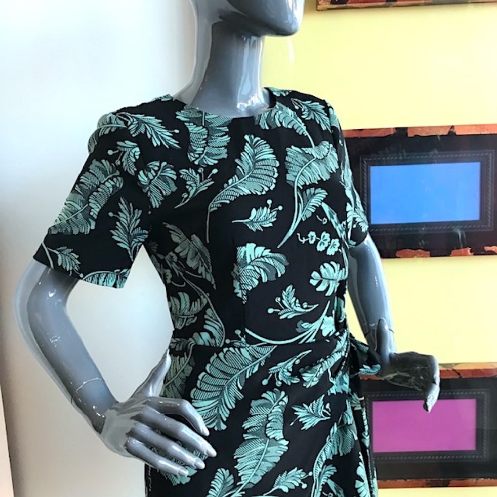 CINQ A SEPT "Bia" Crewneck Side-Tie Palm Print Dress NWOT/sz 4 - Picture 6 of 14
